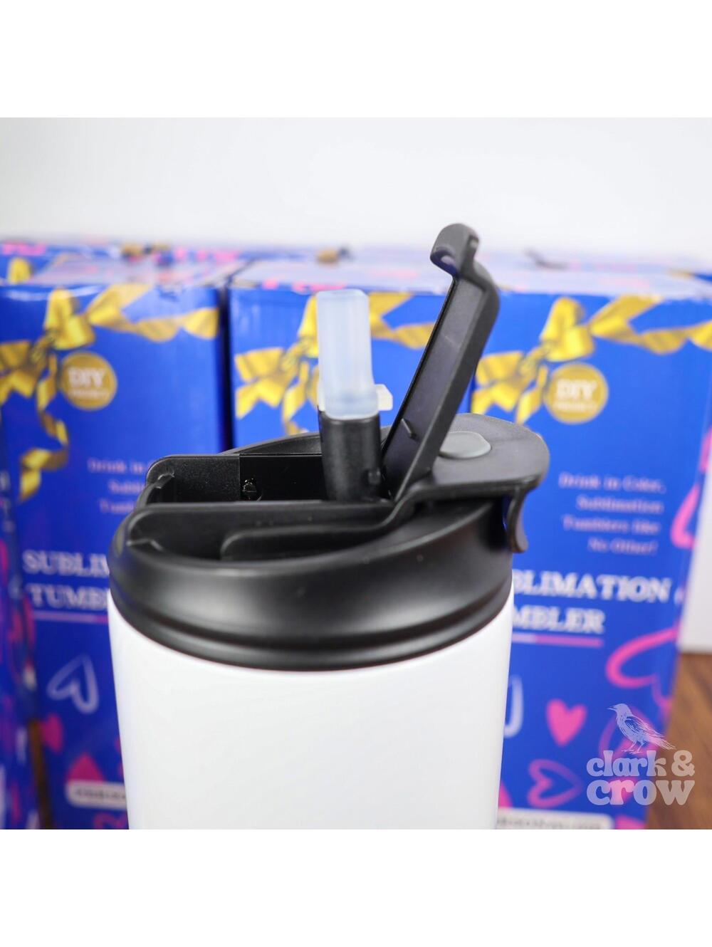 20oz Sublimation Tumbler Bundle of 8 Skinny Straight w/ Flip Straw + Sip Lid - Picture 2 of 6